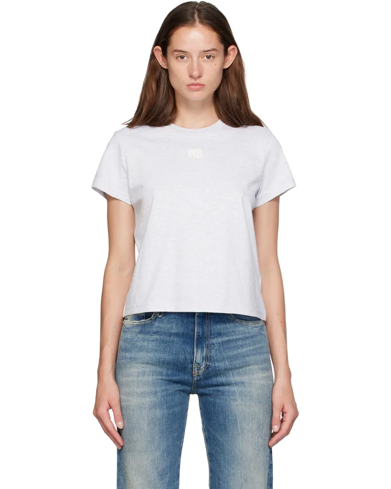 Alexander Wang Gray Puff Logo Shrunken T-shirt Lt