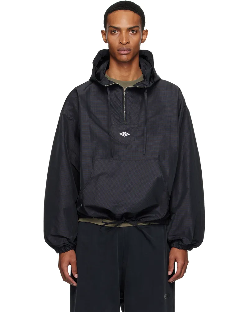 Umbro Brown & Navy Check Mask Anorak Navy