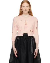 Simone Rocha Pink Love Heart Cardigan Rose