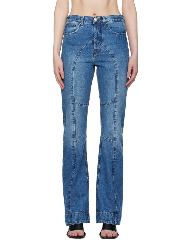 Edward Cuming Blue Paneled Jeans Blue