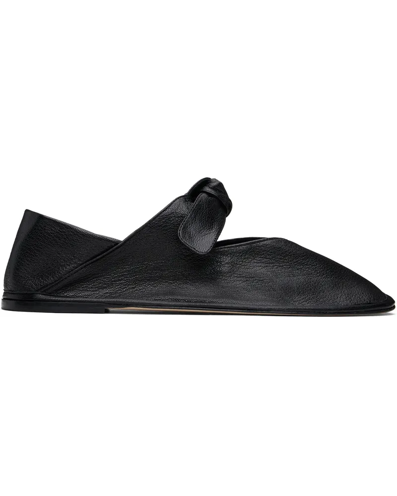 HEREU Black Llasada Supple Shiny Ballerina Flats Black