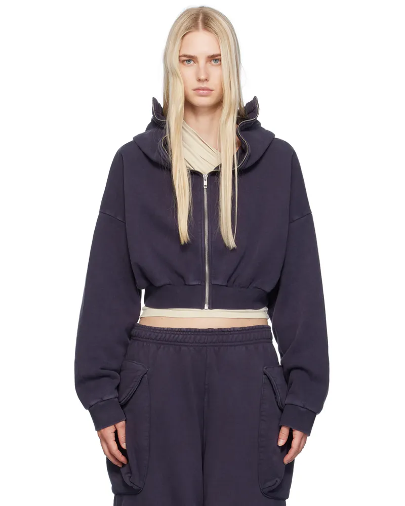 Entire Studios Navy Cropped Full Zip Hoodie Ink