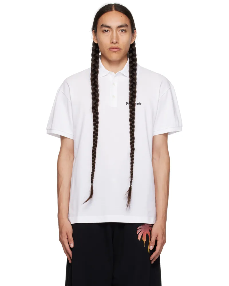 Palm Angels White Embroidered Polo White