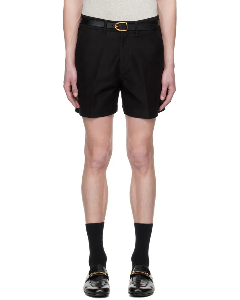 Tom Ford Black Cotton Tailored Shorts Black
