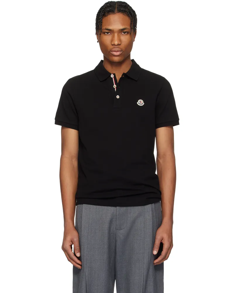 Moncler Black Logo Patch Cotton Polo 999