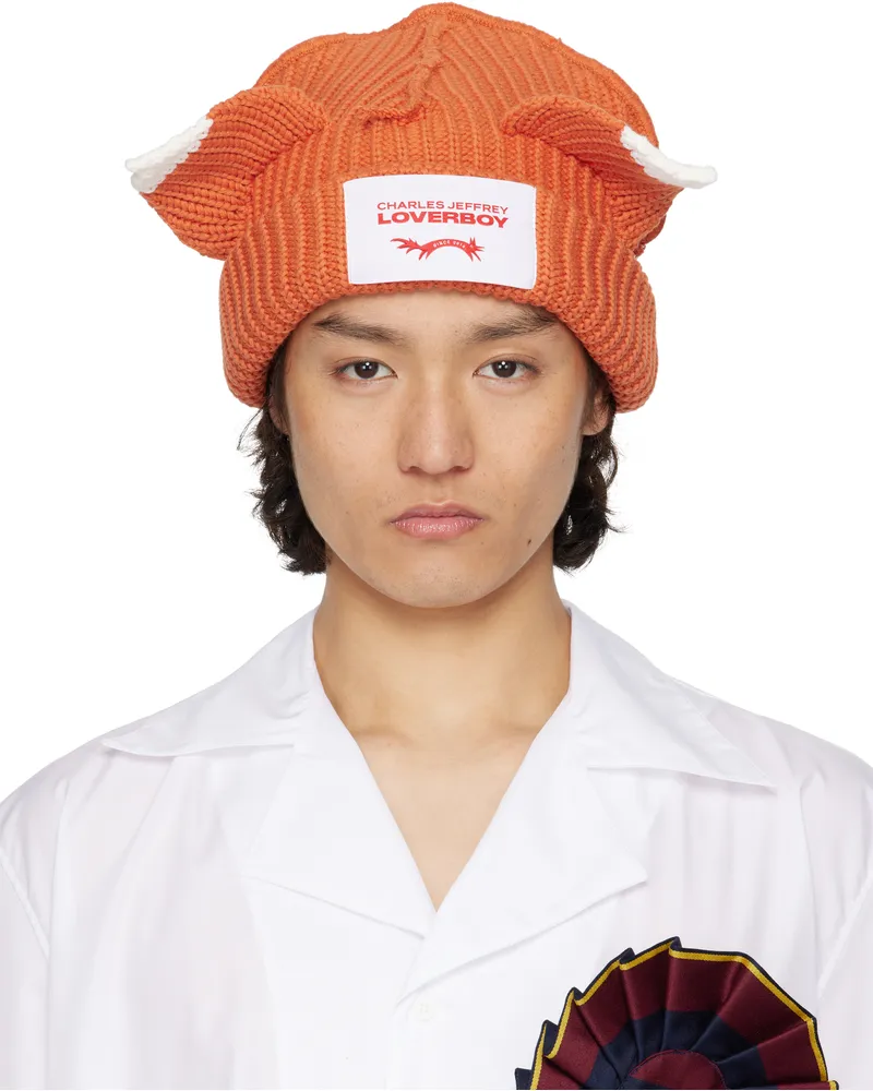 Charles Jeffrey Loverboy Orange Chunky Ears Beanie Orange