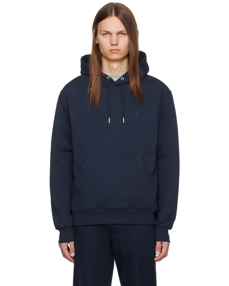 AMI Paris Navy Ami de Coeur Hoodie Night