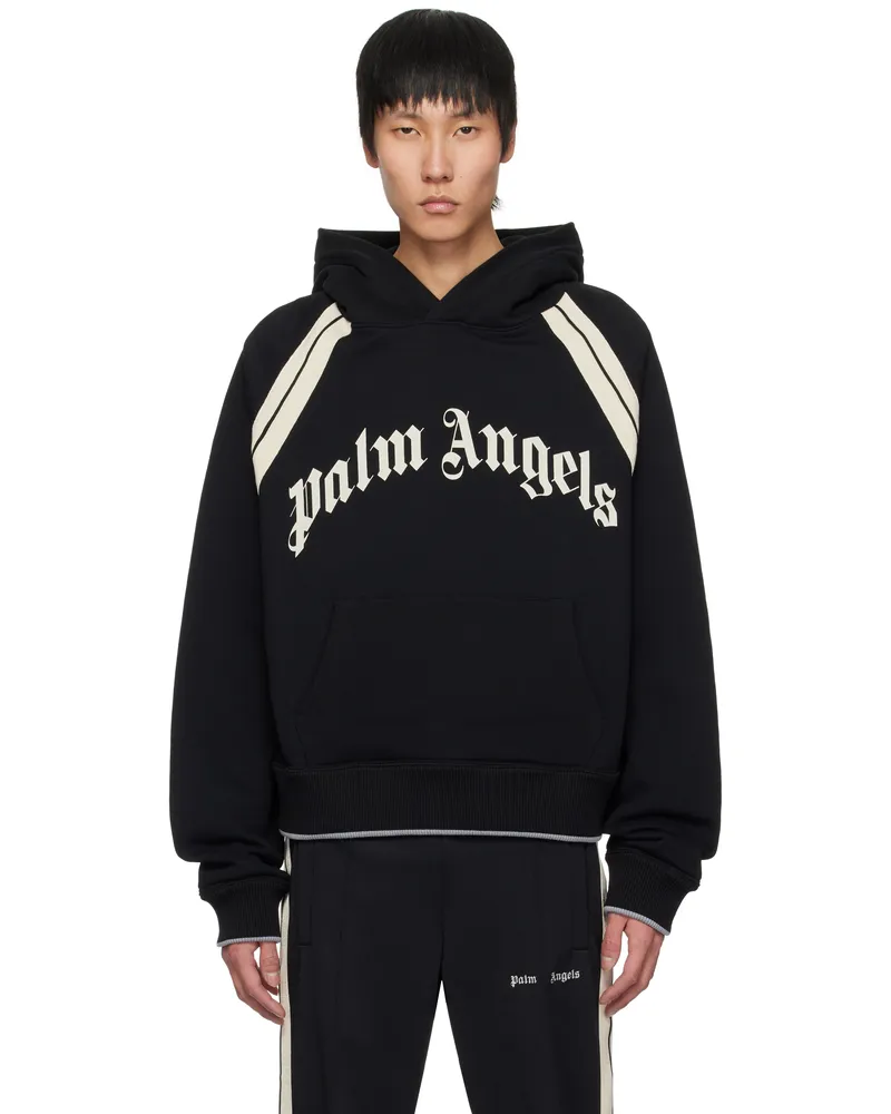 Palm Angels Black Curved Logo Track Hoodie Black