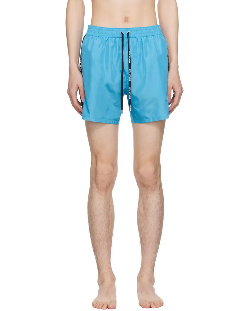 Balmain Blue Printed Swim Shorts 456