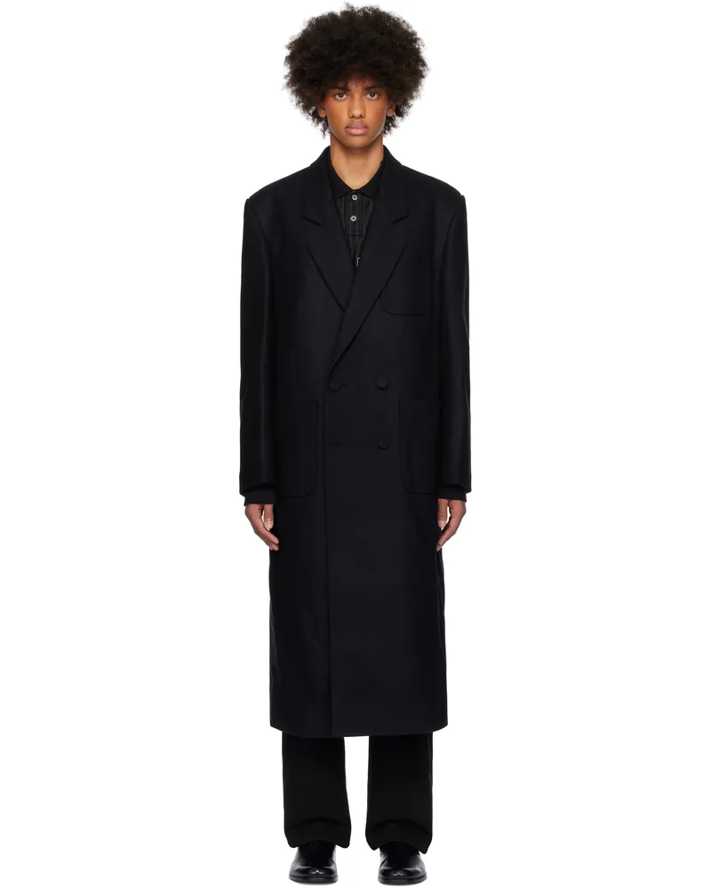 Wooyoungmi Black Wool Double Coat 973b