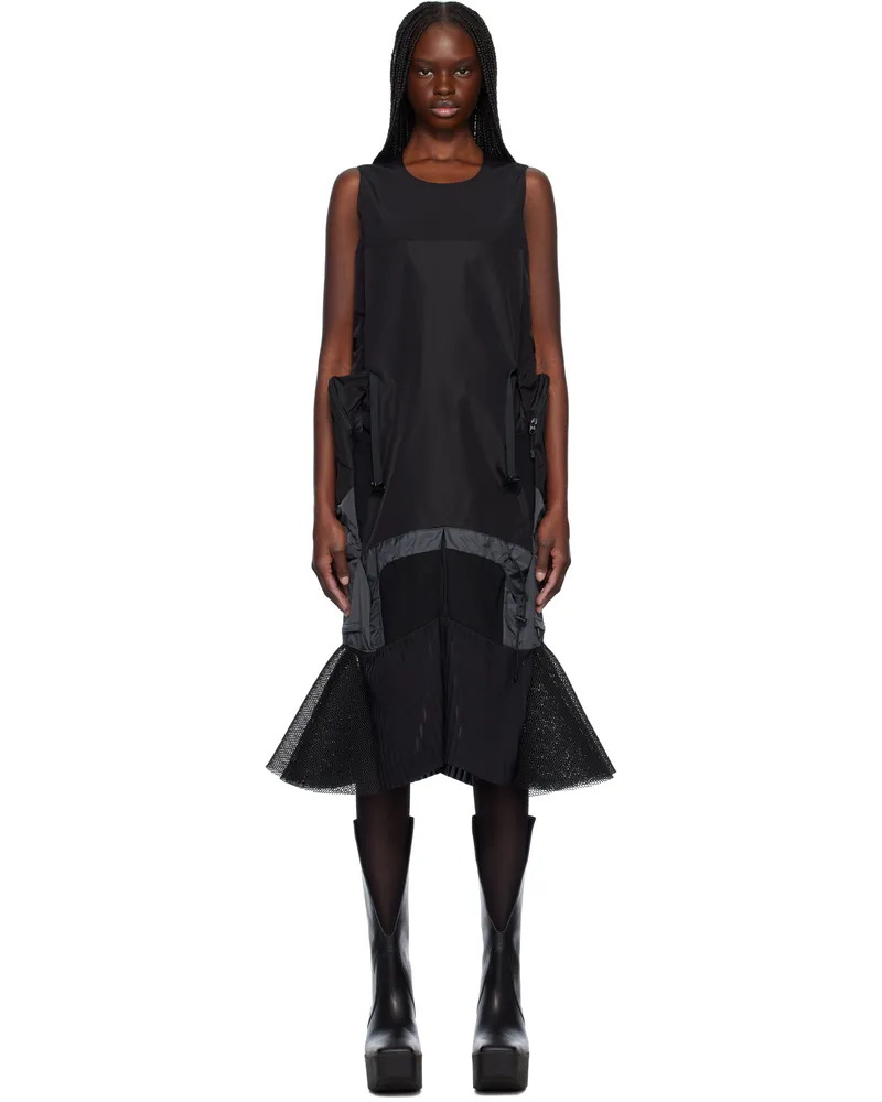 Junya Watanabe Black Paneled Midi Dress Black