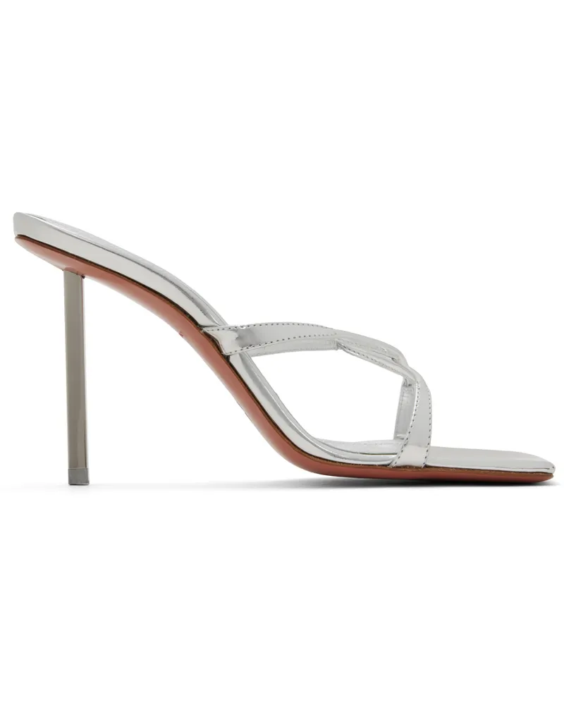 Amina Muaddi Silver Adriana Slipper 95 Heeled Sandals Silver