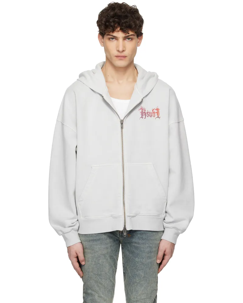 ksubi Gray Fuego Ekcess Zip Thru Hoodie White