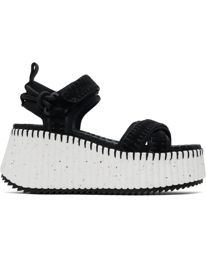 Chloé Black Nama Wedge Sandals 001