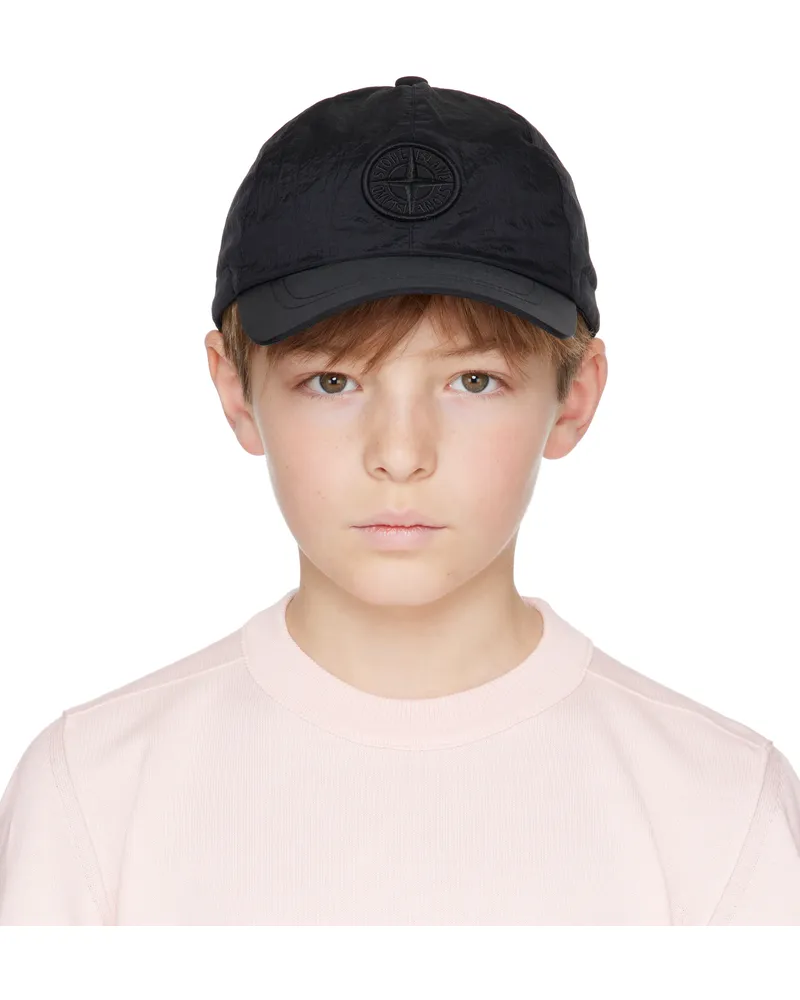 Stone Island Kids Black Recycled Nylon Cap V0029