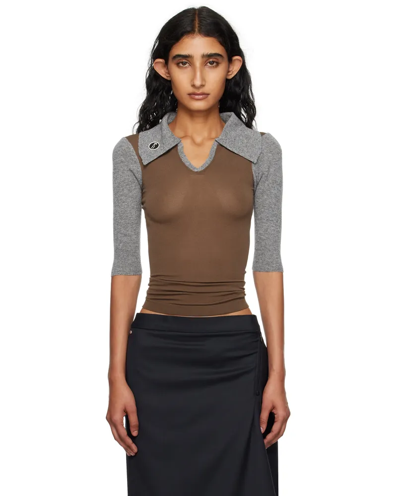 KIKO KOSTADINOV Khaki & Gray Larissa Knit Polo Cigar