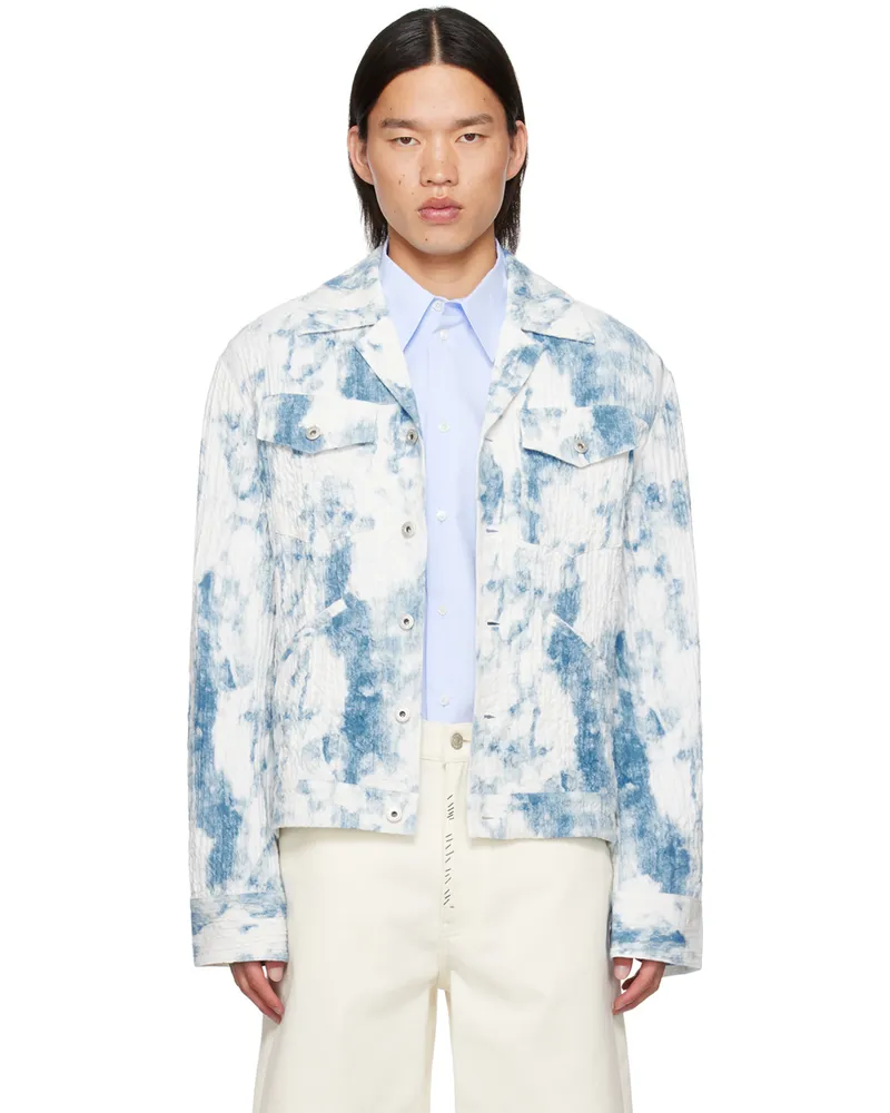 Feng Chen Wang Blue & White Printed Jacket Blue