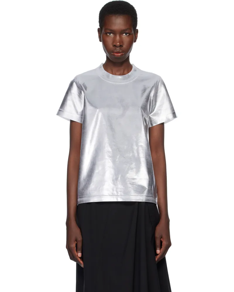 Junya Watanabe Silver & White Cotton Hyper Density Jersey T-shirt 1
