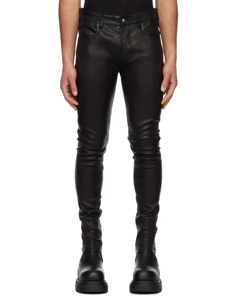 Rick Owens Black Hollywood Tyrone Leather Pants 09