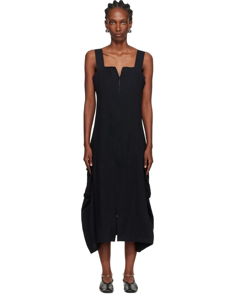 Yohji Yamamoto Black E-Work Pocket Maxi Dress 1