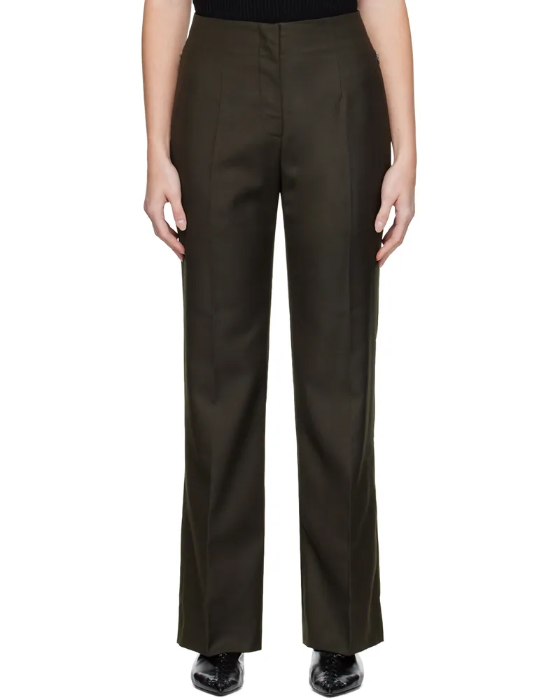 DRAE Khaki Slit-Cuff Bootcut Trousers Khaki