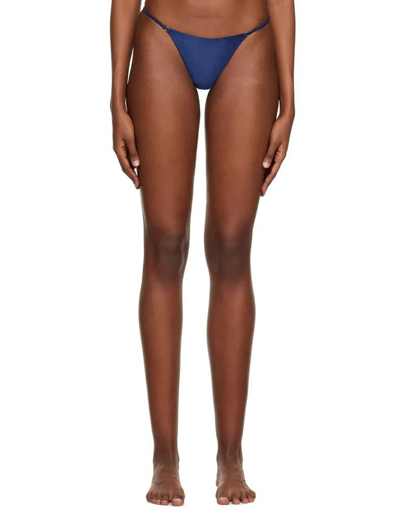Fleur Du Mal Blue Chain Luxe Thong 0753
