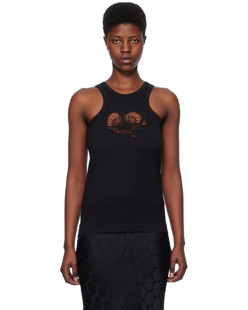 Stella McCartney Black Crochet Cutout Tank Top 1000