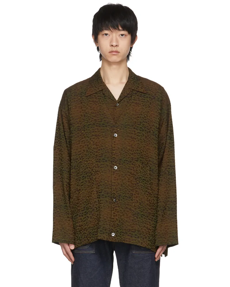 NEEDLES Khaki Jacquard Leopard Cardigan B-leopard
