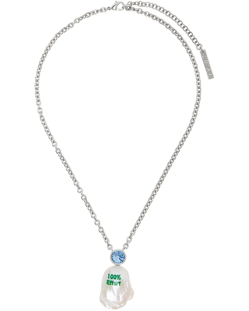 JIWINAIA SSENSE Exclusive Kids Silver '100% Effort' Necklace Silver