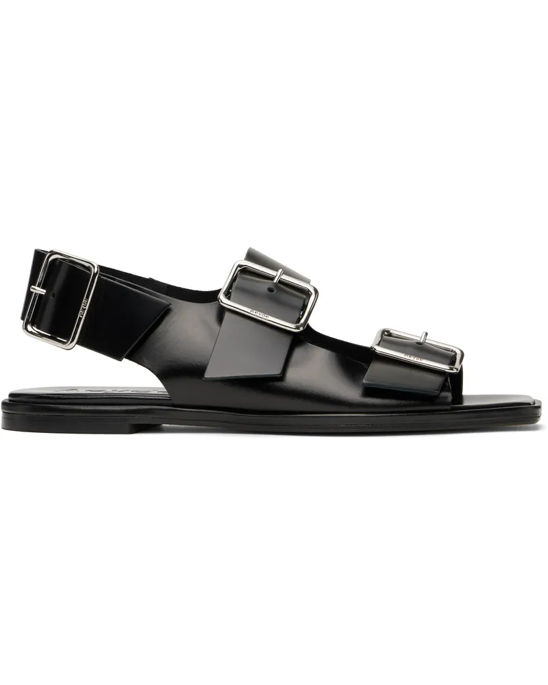 aeyde Black Thekla Leather Slingback Sandals Black