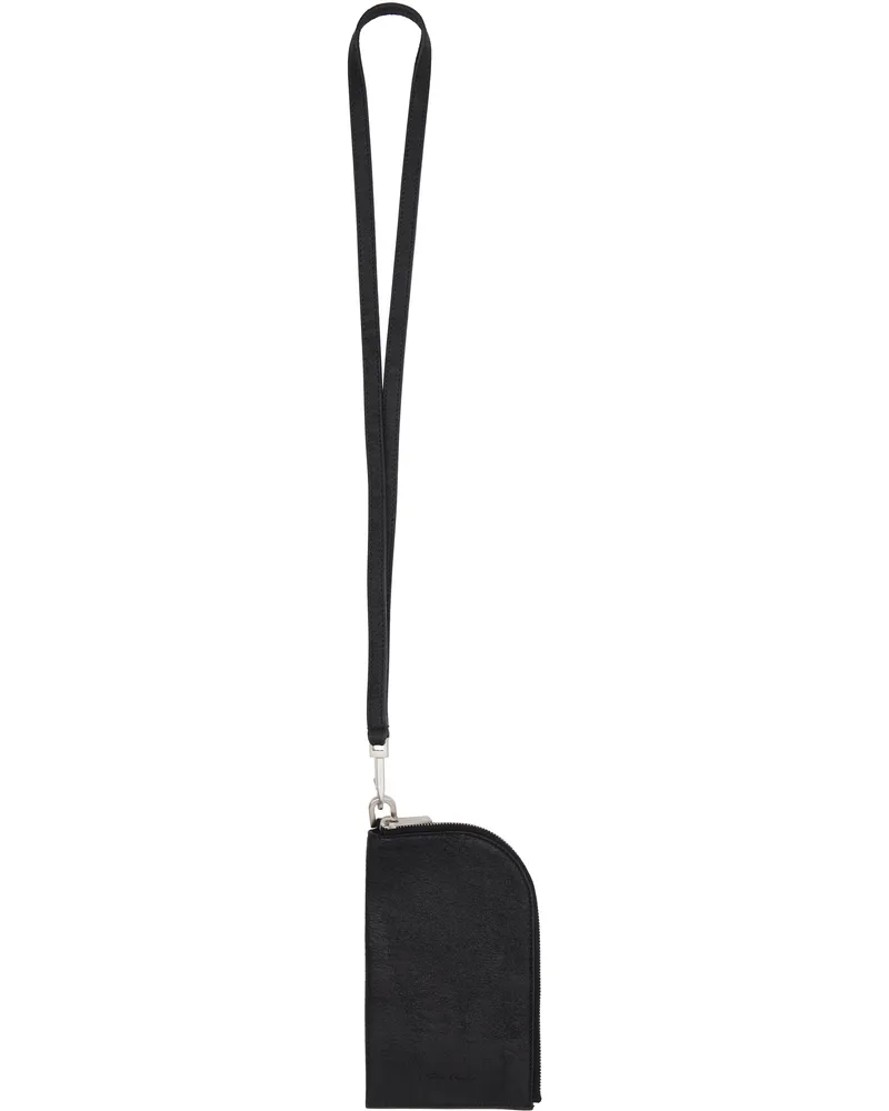 Rick Owens Black Blister Lamb Leather Neckwallet 09