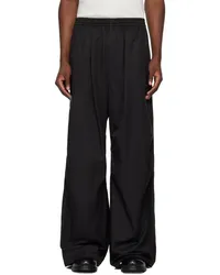 WE 11 DONE Black Tucked Trousers Black