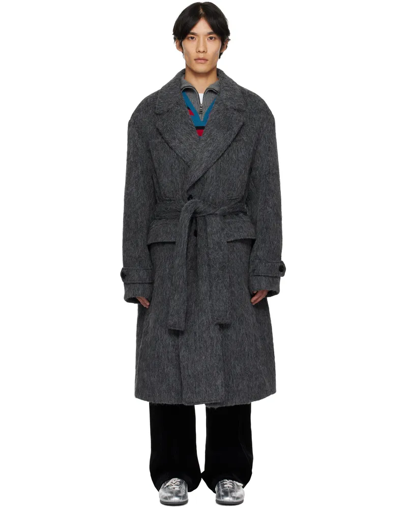 Andersson Bell Gray Mattia Shaggy Wool Robe Coat Gry
