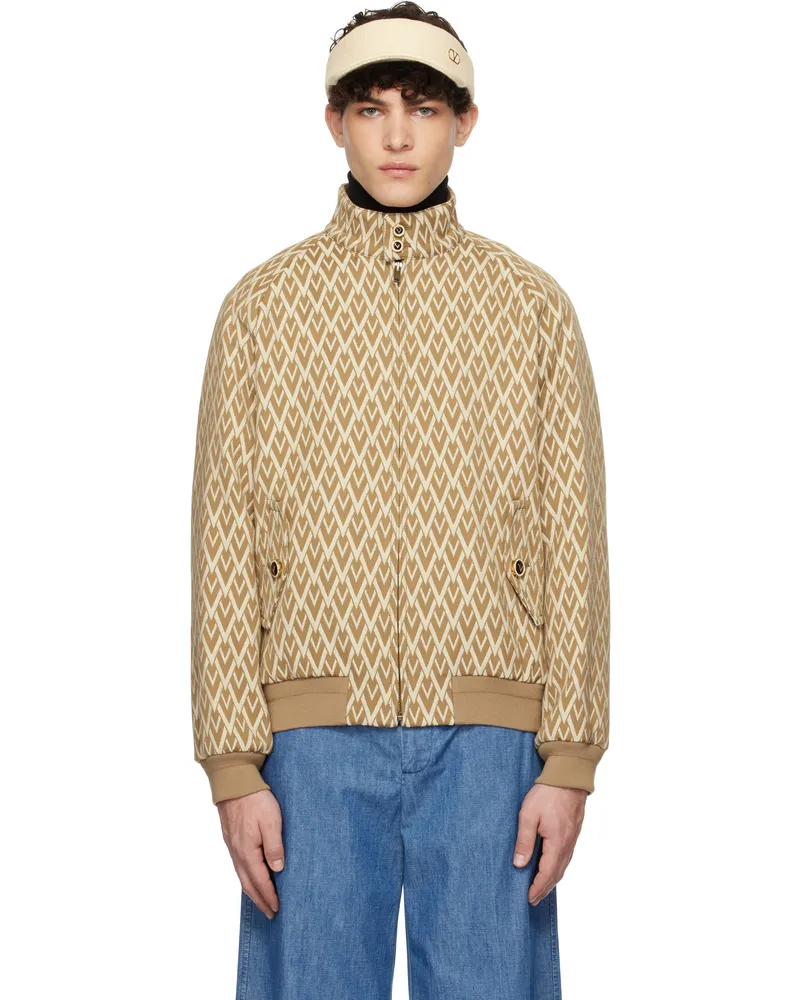 Valentino Garavani Tan & Beige 'Toute La V' Bomber Jacket Qt4