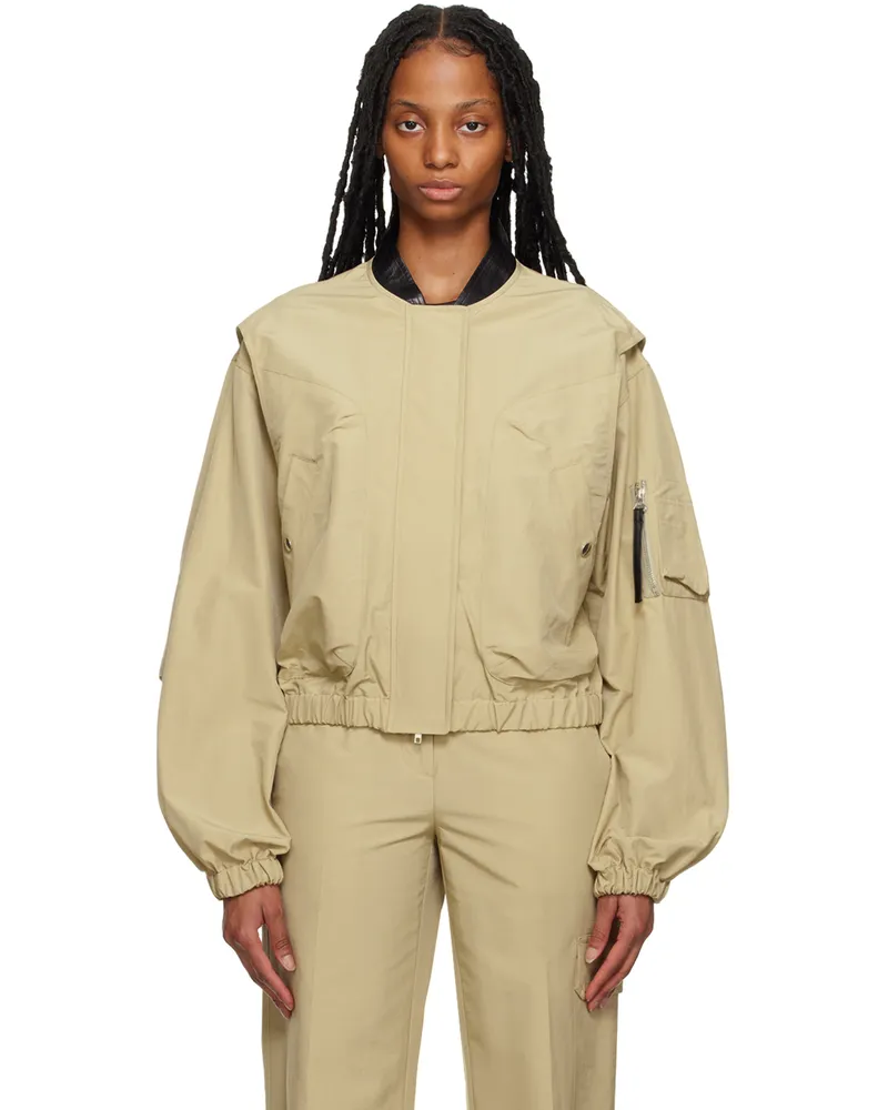 Helmut Lang Beige Oversized Bomber Uniform