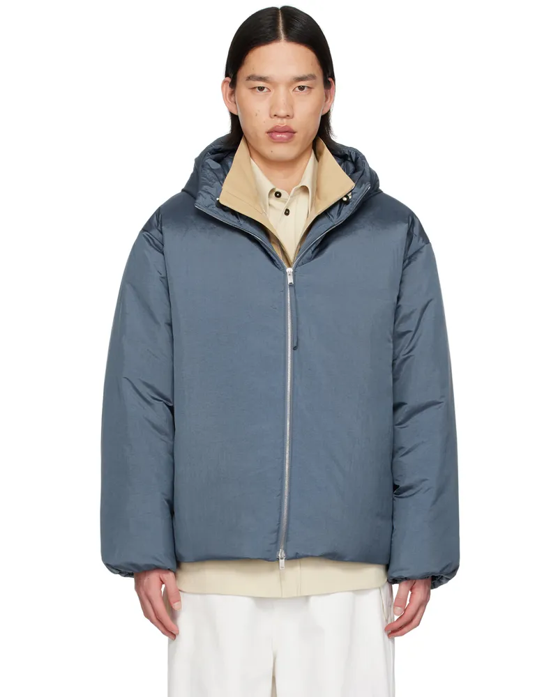 Jil Sander Blue Hooded Down Jacket 425
