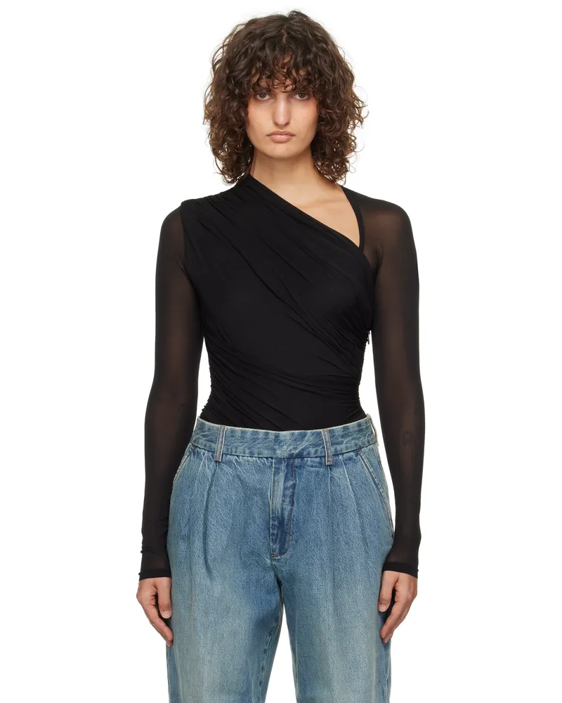 Zimmermann Black Illustration Gathered Bodysuit Blk