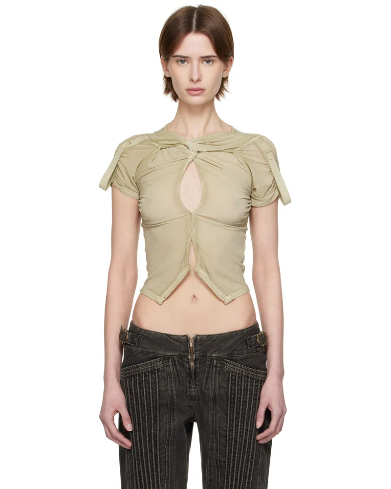 Charlotte Knowles Taupe Twist T-shirt Pale