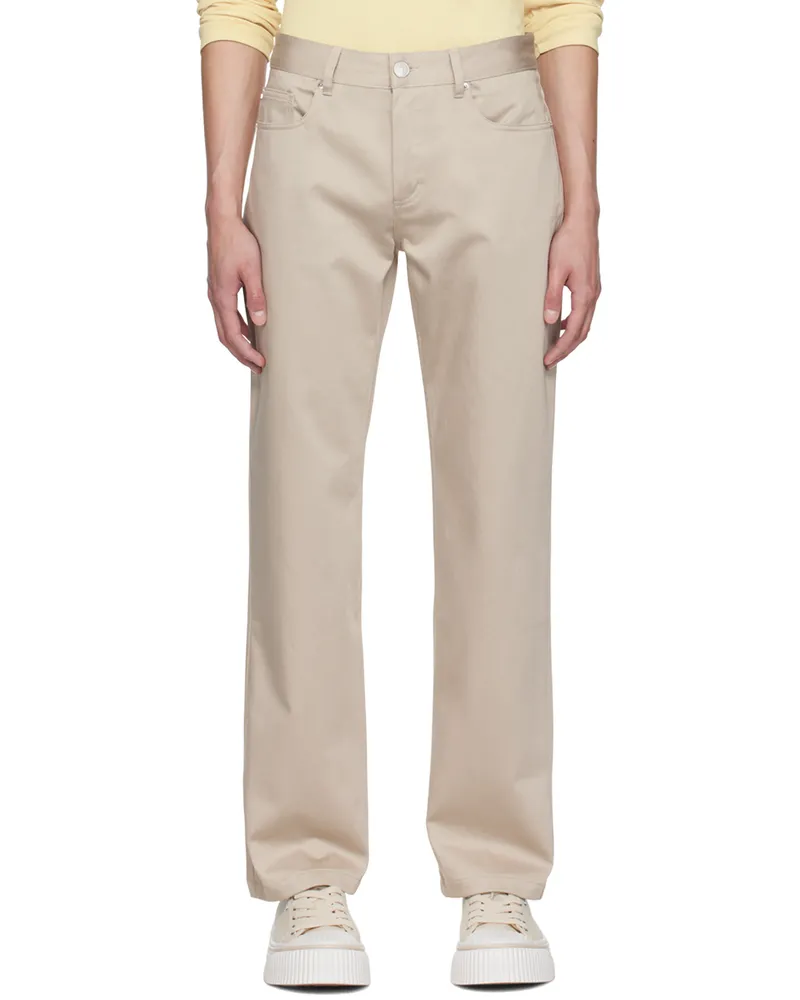 AMI Paris Beige Straight Fit Trousers Light