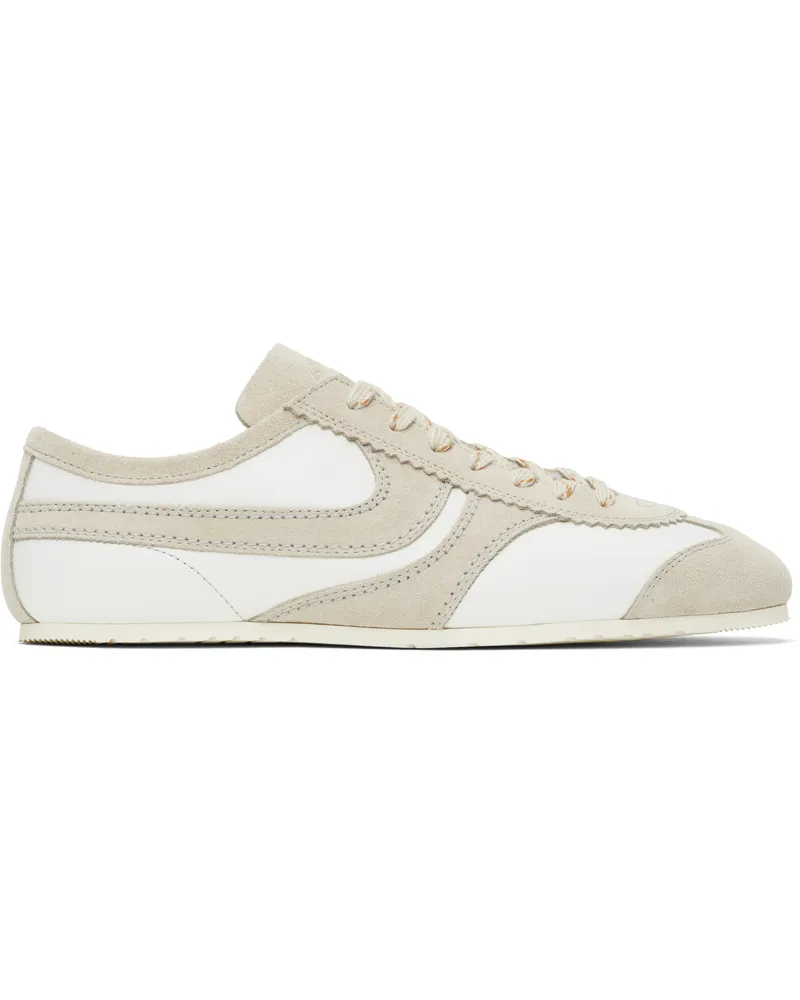 Dries van Noten White & Beige Suede Sneakers 001