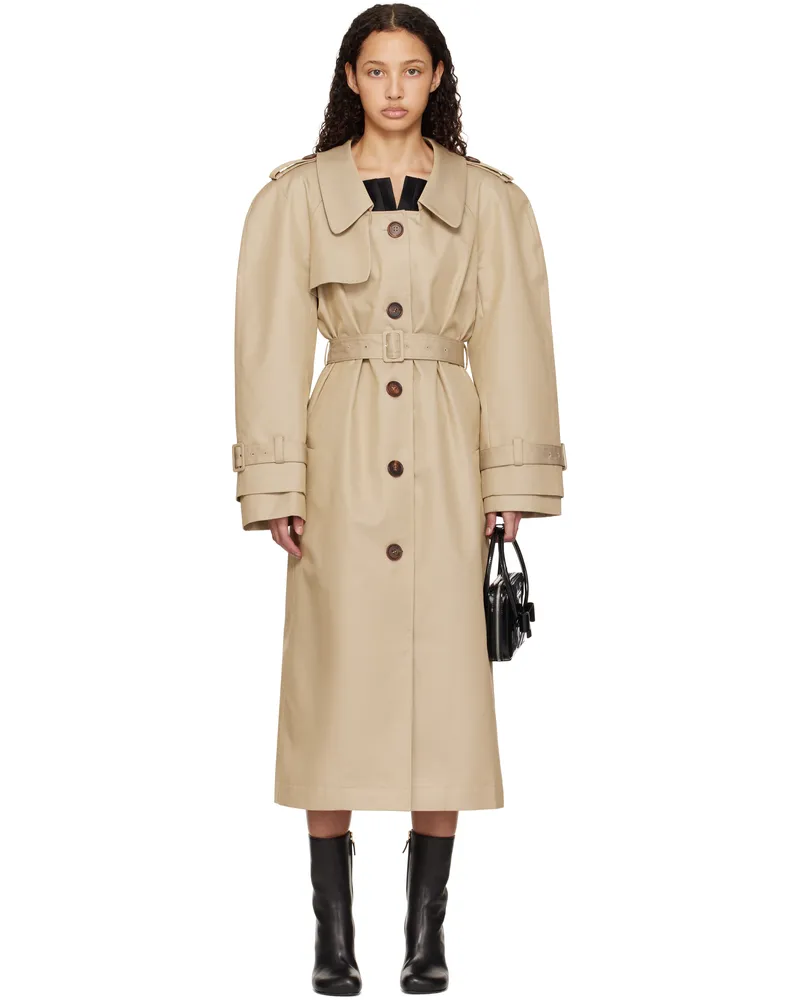SHUSHU/TONG Khaki Long Lapel Trench Coat Kk100