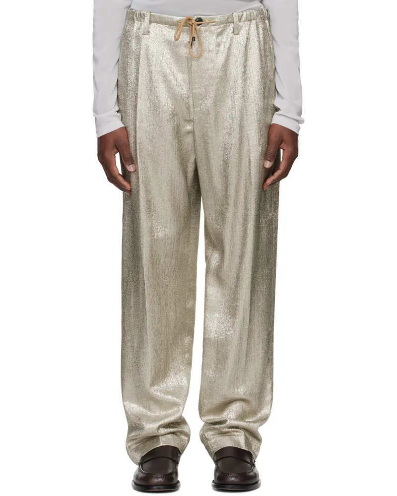 Dries van Noten Silver Drawstring Trousers 952