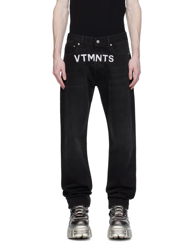 VTMNTS Black Embroidered Jeans Black