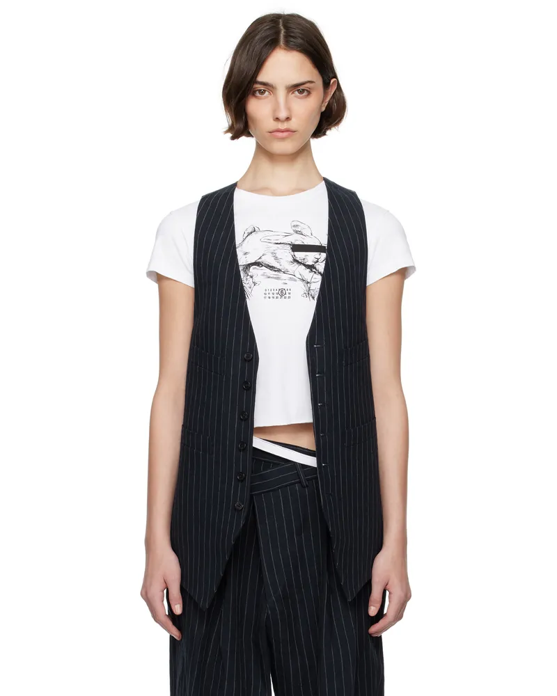 R13 Navy Elongated Vest Dark
