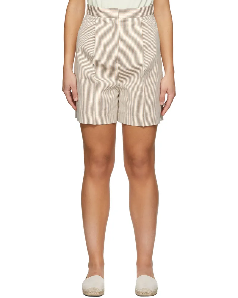 Max Mara Brown & White Zampino Shorts 002