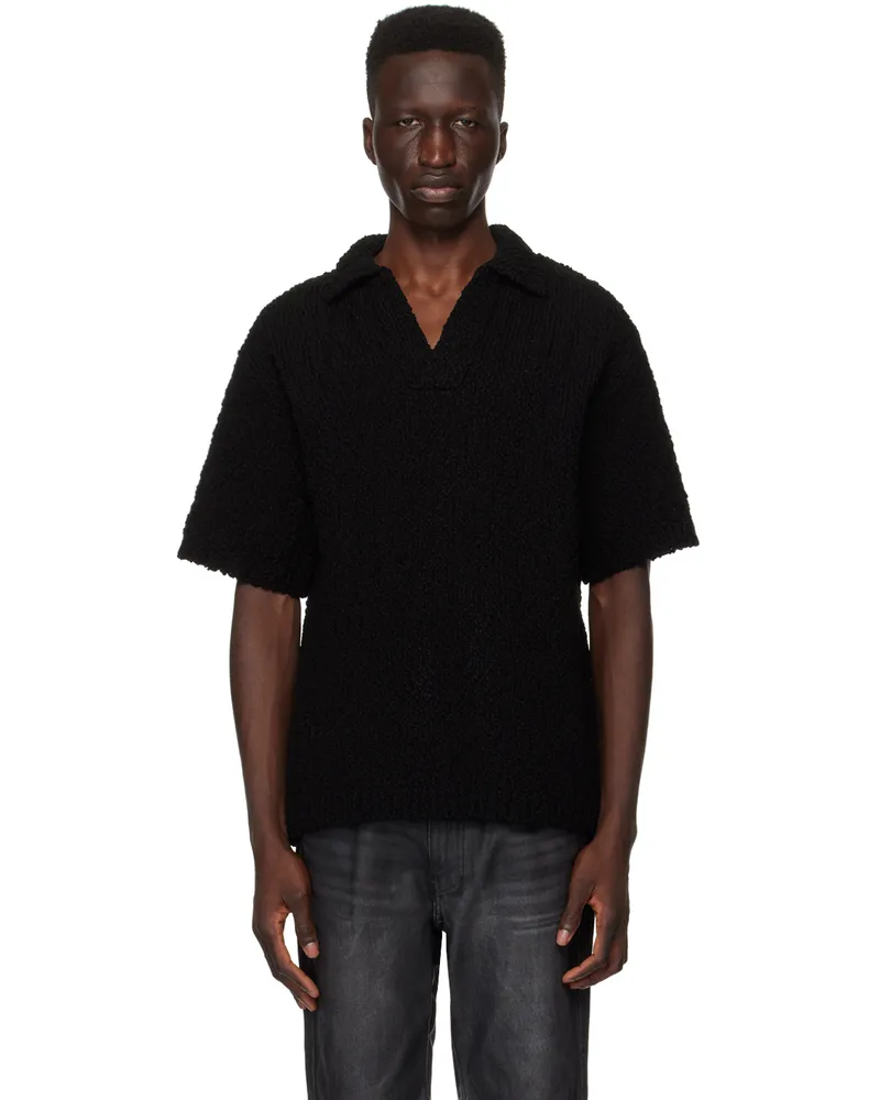 Wooyoungmi Black Open Polo 525b