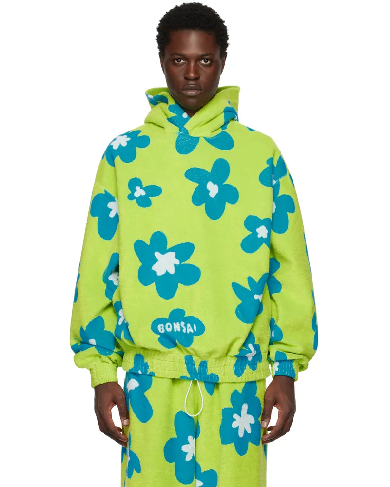 BONSAI Green & Blue Bloom Hoodie Acid