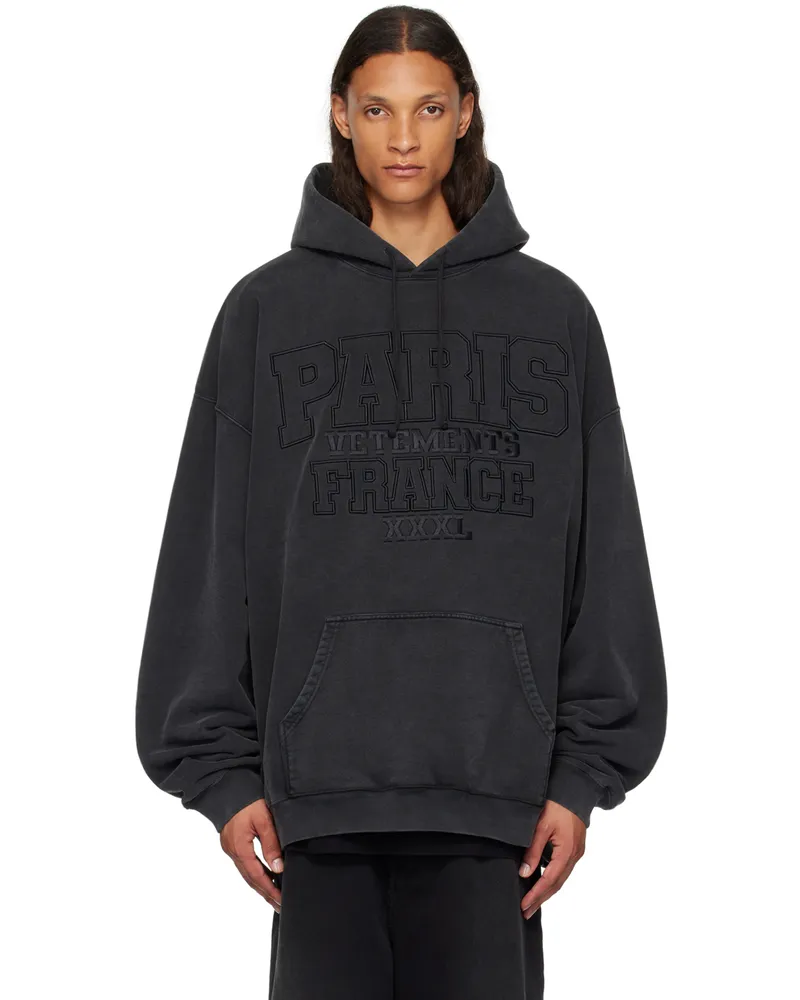 VETEMENTS Black 'Paris XXXL' Hoodie Washed
