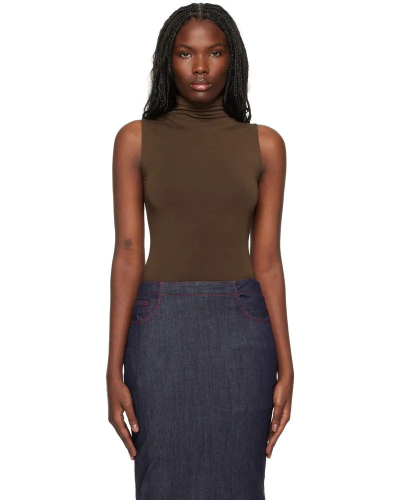 Wolford Brown Viscose String Bodysuit 4850