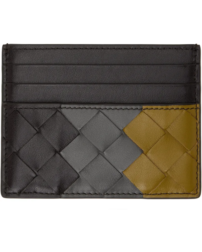 Bottega Veneta Brown & Grey Intrecciato Credit Card Holder 2117
